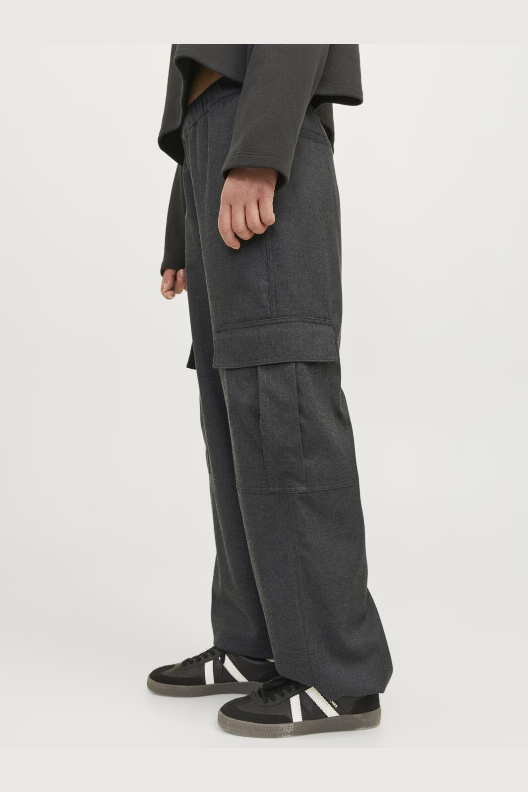 Jjxx - Jxyoko Melange Cosy Cargo Pant - 4537052 Dark Grey Melange