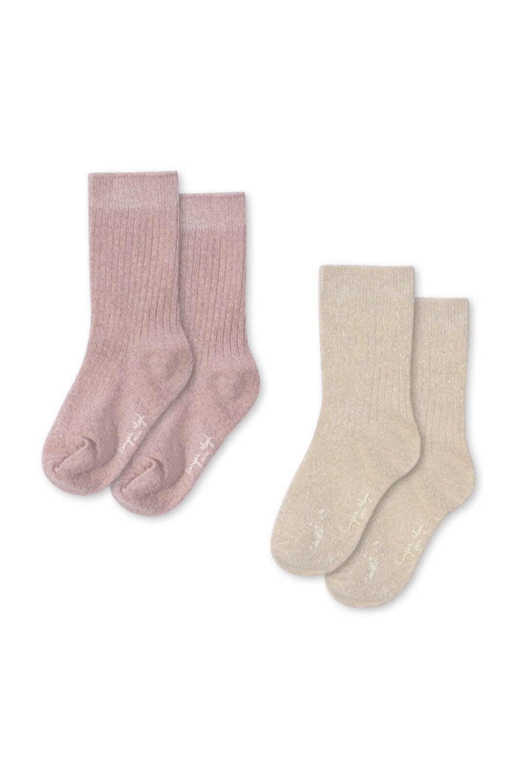 Konges Sløjd - 2 Pack Rib Glitter Socks ks101856 - Rose/off White Strømper 