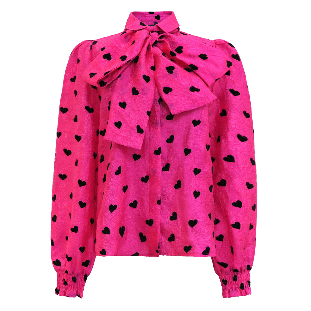 Liberte - Elina-Ls-Blouse - Pink Black Heart Bluser 