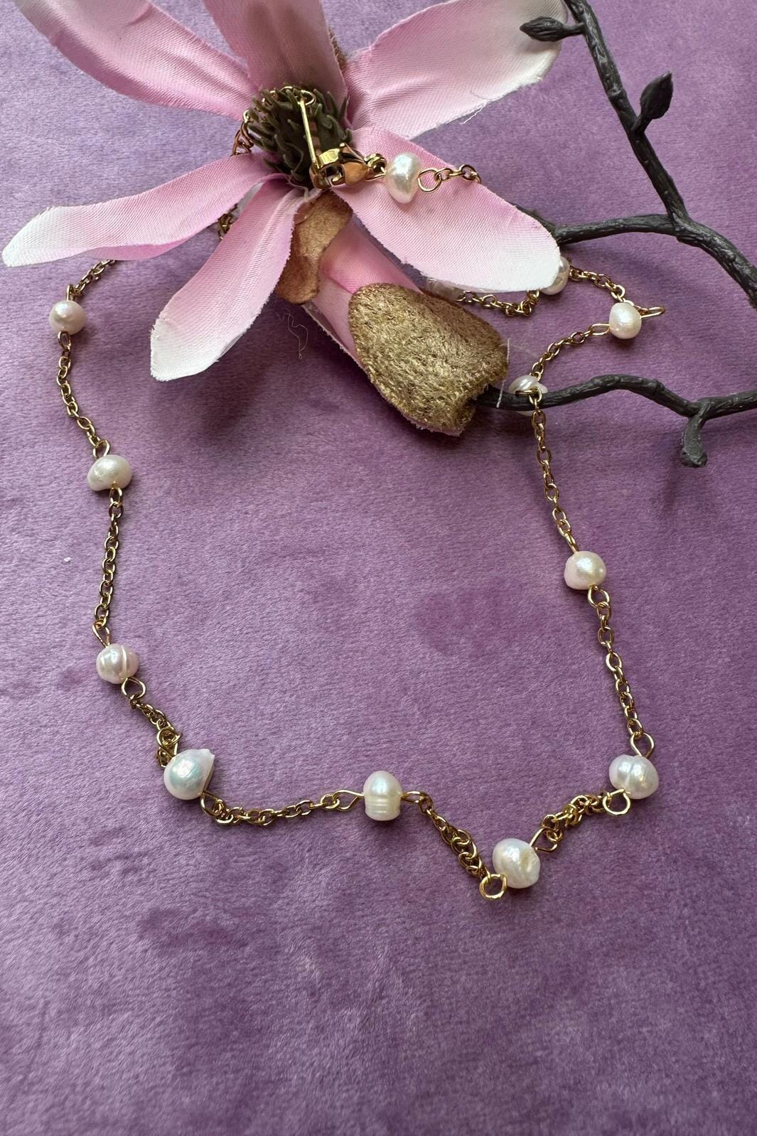 Mellow Moon - Pearl Dot Necklace - Forgyldt Halskæder 