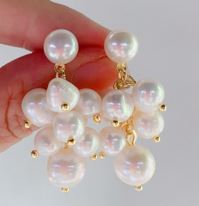 Mellow Moon - Pearl Drops Earring - Forgyldt Øreringe 