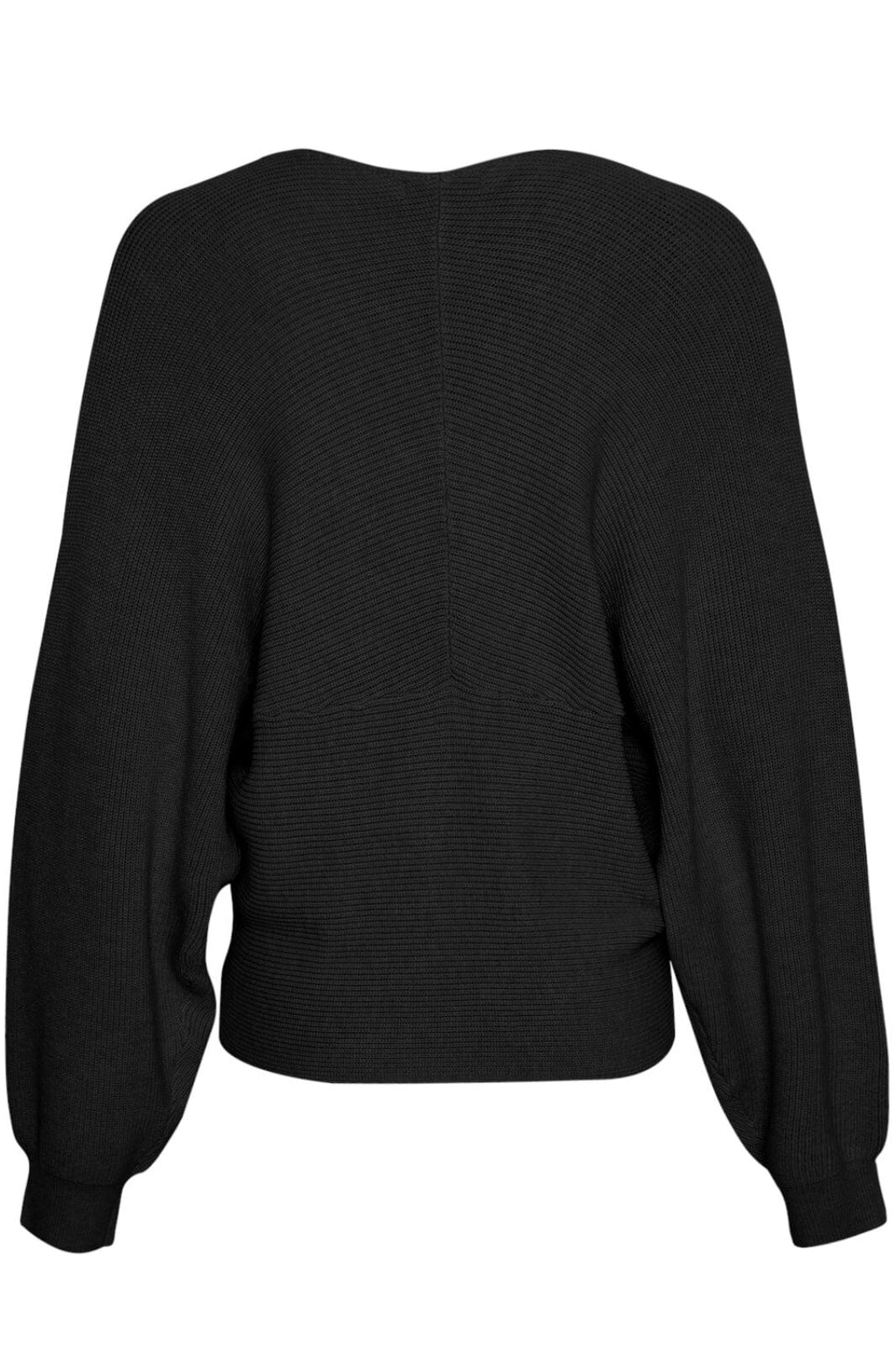 Moss Copenhagen - Mschzinelle Rachelle Wrap Pullover - Black Strikbluser 