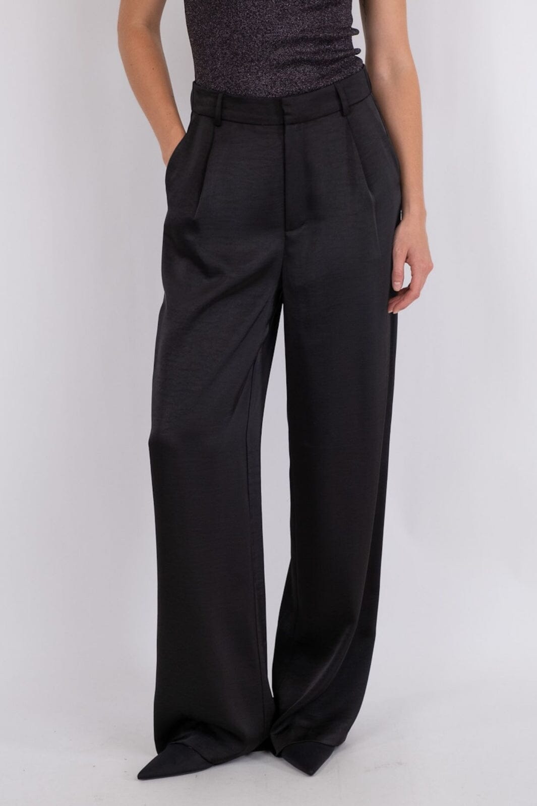 Neo Noir - Alessandra Heavy Sateen Pants - Black Bukser 