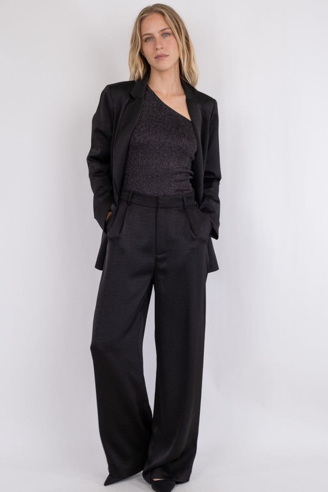 Neo Noir - Alessandra Heavy Sateen Pants - Black Bukser 