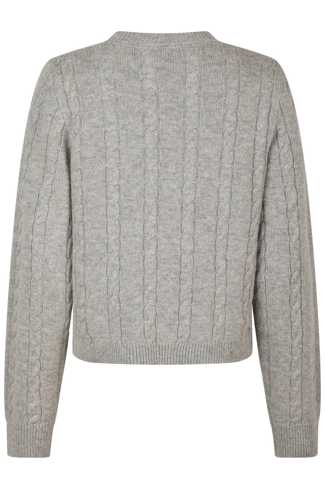 Neo Noir - Amiri Cable Knit Blouse 164199 - Light Grey Strikbluser 