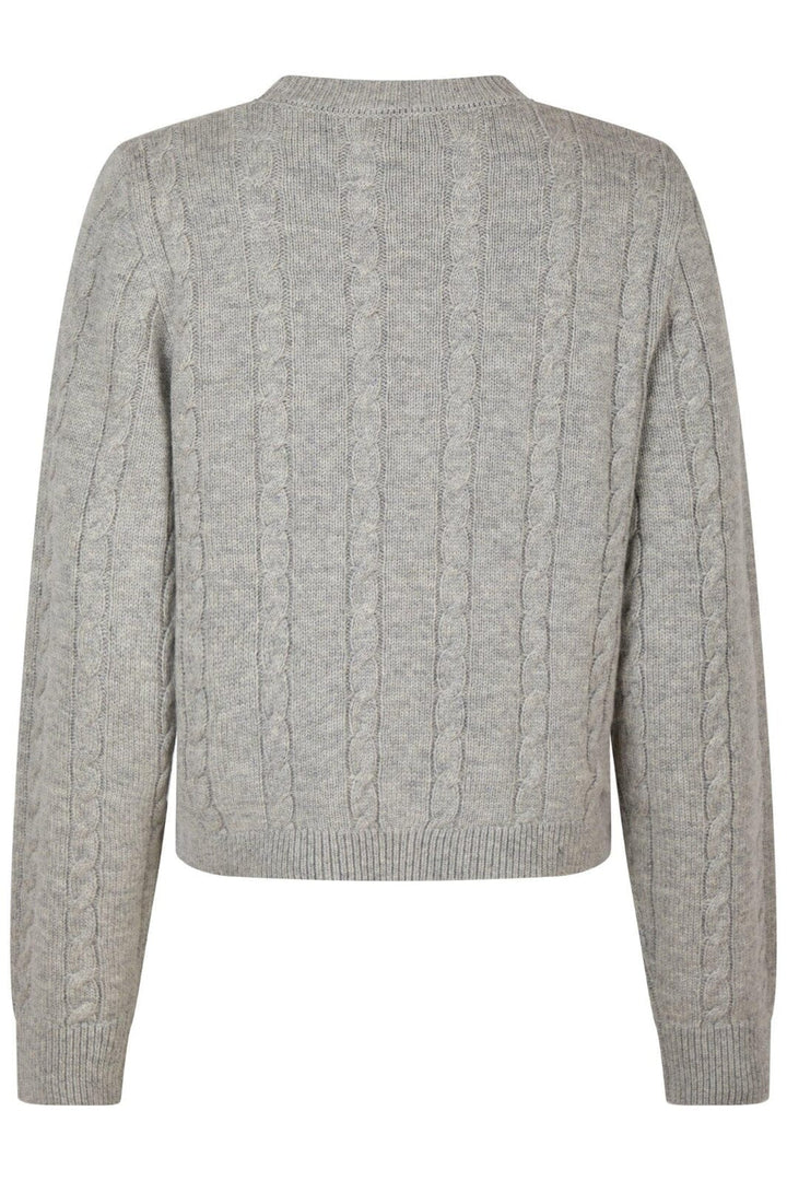 Neo Noir - Amiri Cable Knit Blouse 164199 - Light Grey Strikbluser 