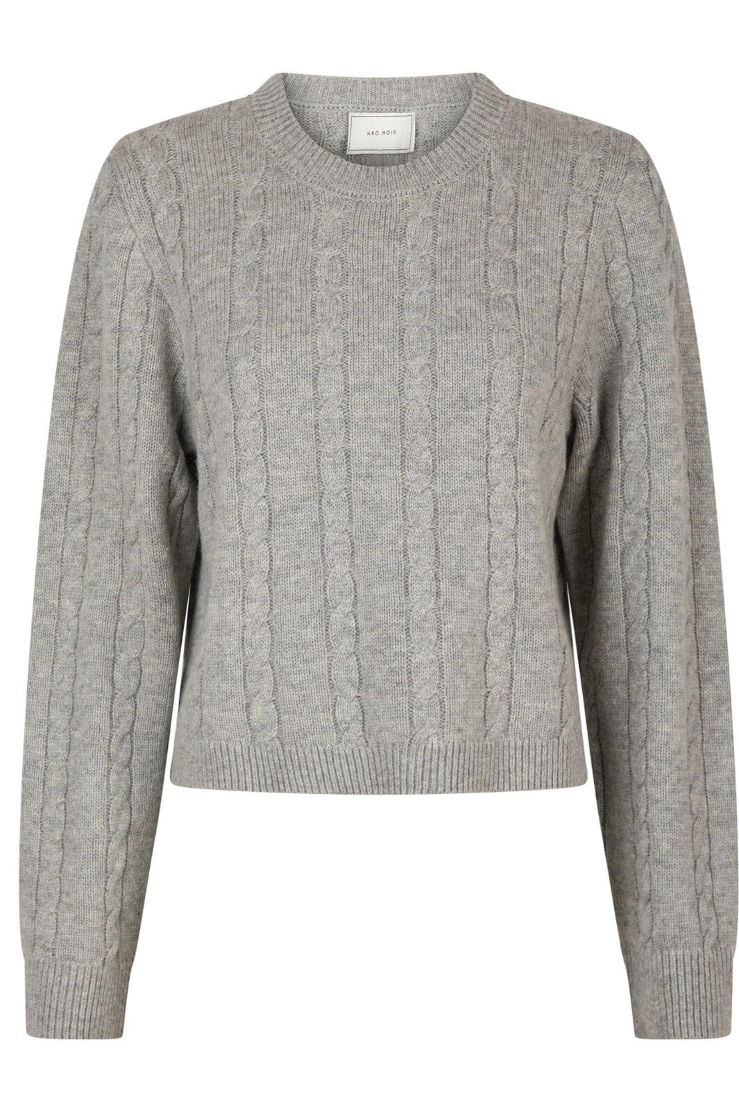 Neo Noir - Amiri Cable Knit Blouse 164199 - Light Grey Strikbluser 