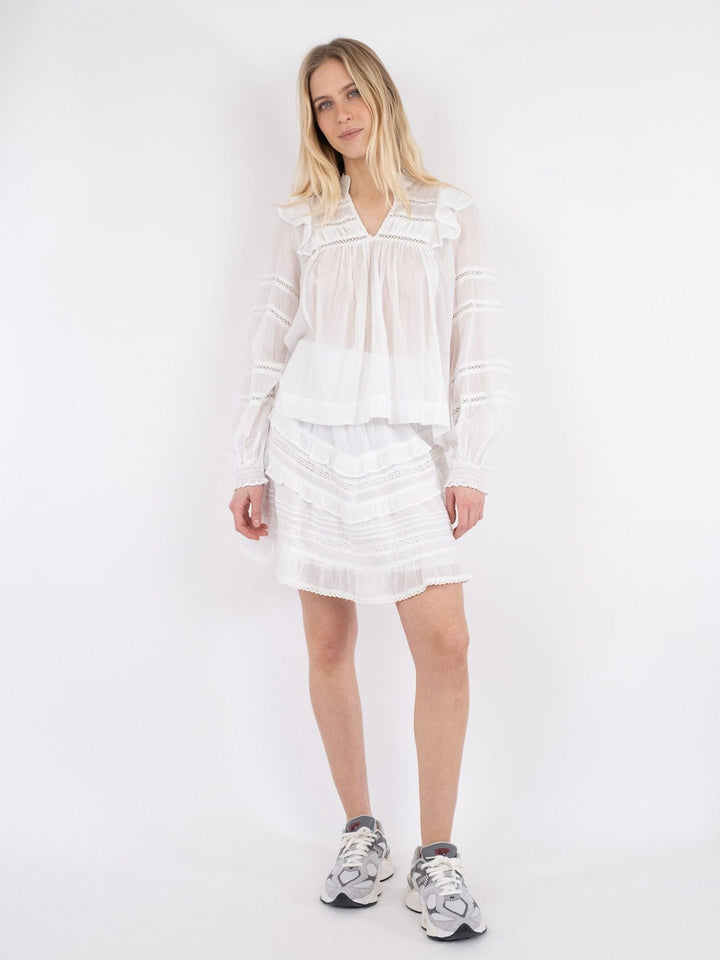 Neo Noir - Aroma S Voile Blouse - White Bluser 