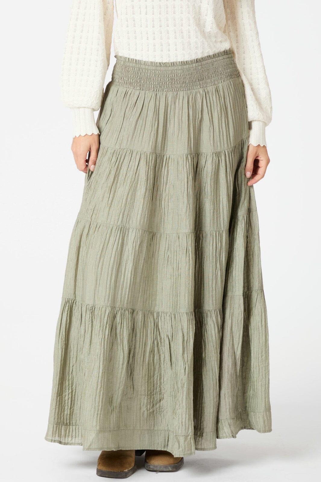 Neo Noir - Asta Crepe Skirt 164387 - Smoke Green