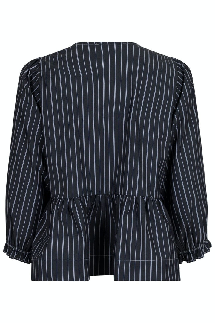 Neo Noir - Bella Double Stripe Blouse - Dark Grey Bluser 