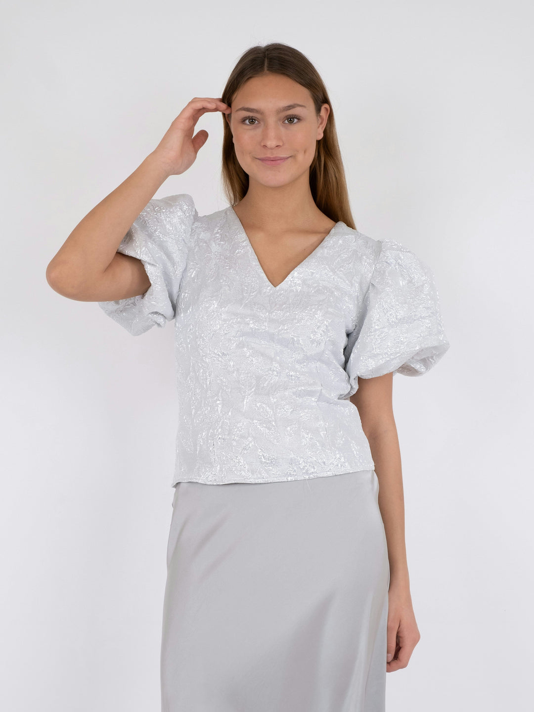 Neo Noir - Camia Metallic Blouse - Silver