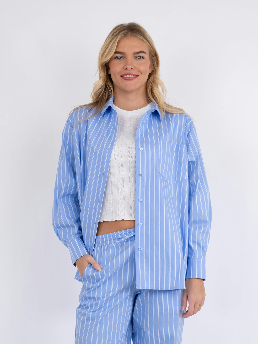 Neo Noir - Dalma Double Stripe Shirt - Light Blue