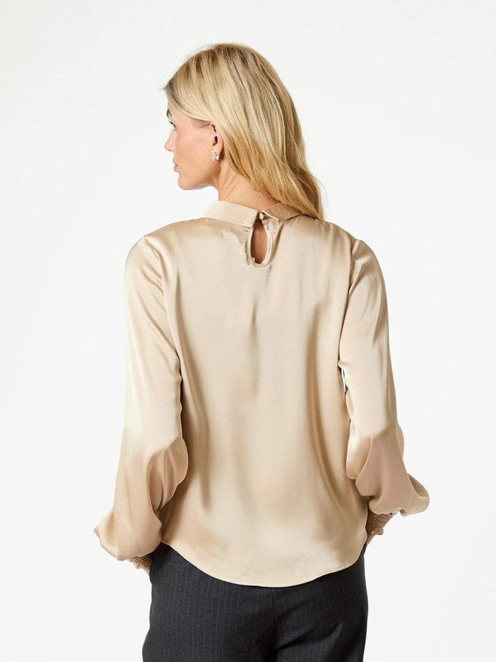 Neo Noir - Fairy Drapy Satin Blouse - Champagne Bluser 