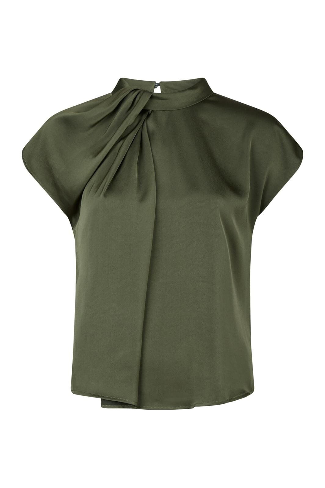 Neo Noir - Fleur Drapy Satin Blouse 160990 - Army