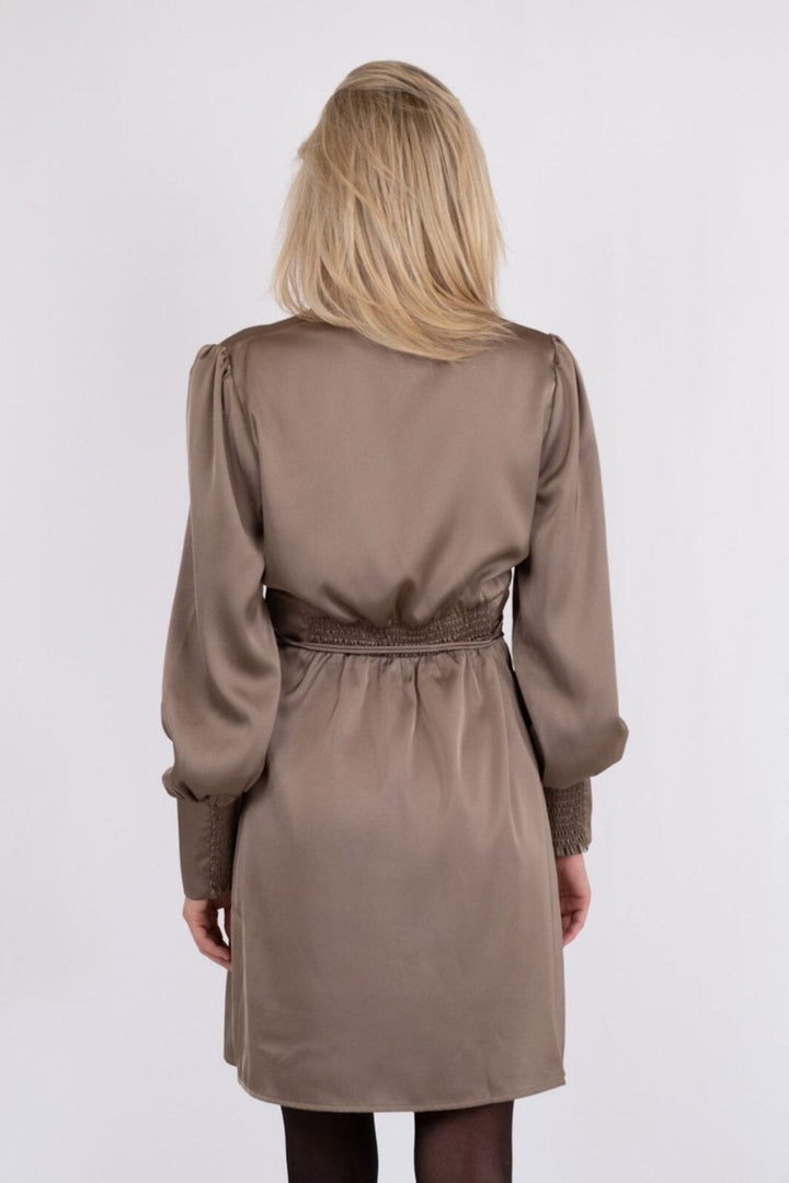 Neo Noir - Ines Satin Dress - Khaki Kjoler 