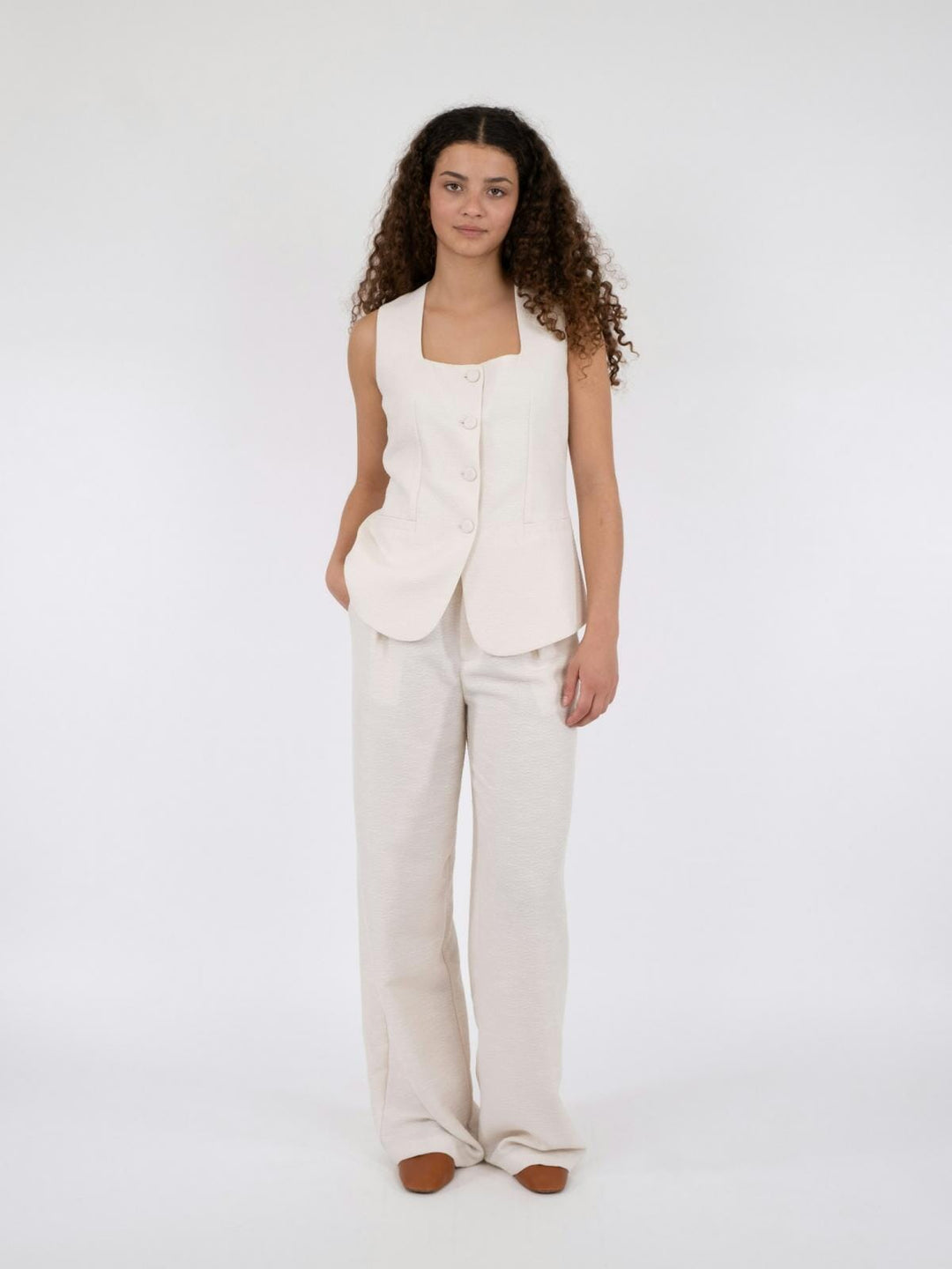 Neo Noir - Lily Boucle Waistcoat - Creme Veste 