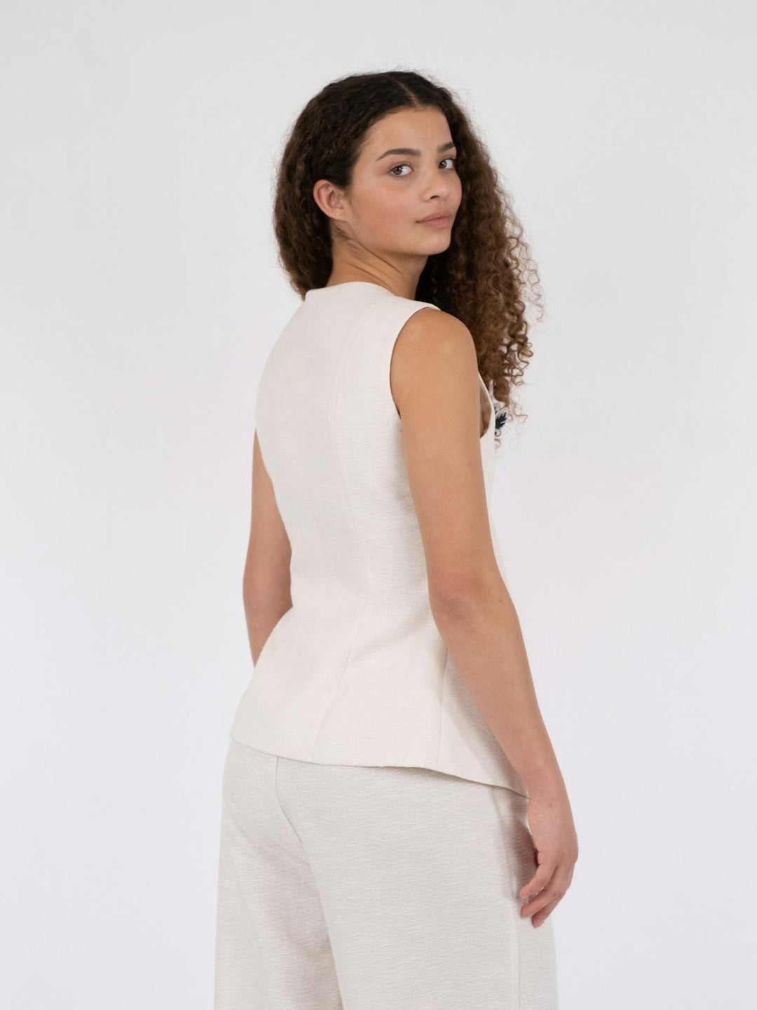 Neo Noir - Lily Boucle Waistcoat - Creme Veste 