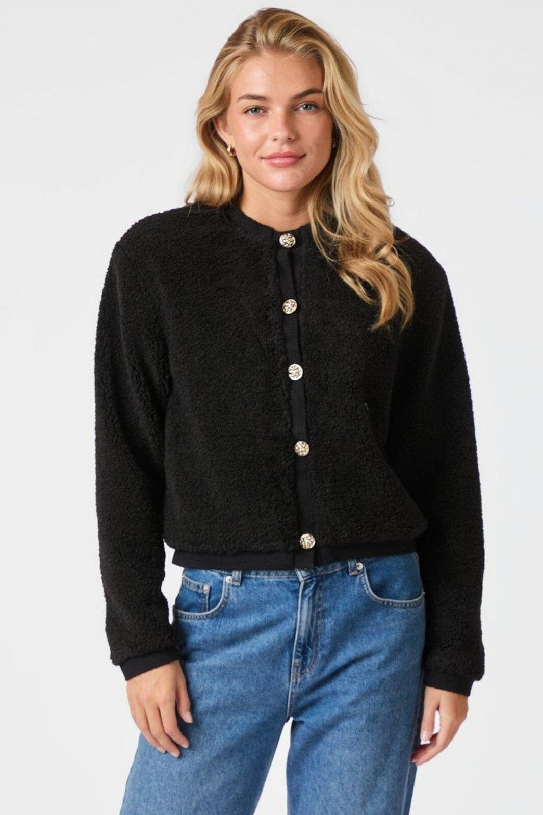 Neo Noir - Limo Fluffy Knit Cardigan 161963 - 100 - Black