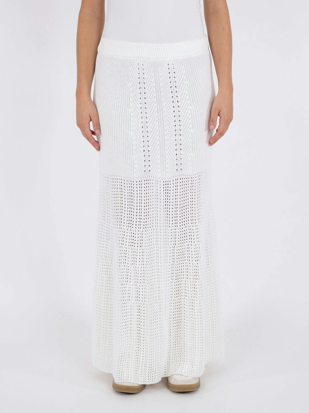 Neo Noir - Lyric Crochet Knit Skirt - White