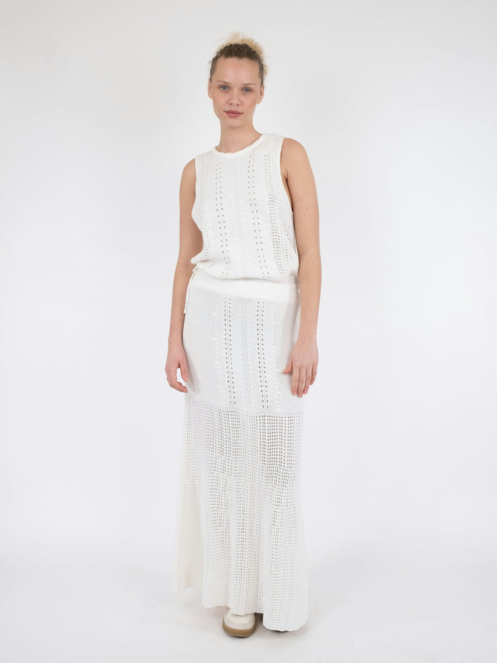 Neo Noir - Lyric Crochet Knit Skirt - White