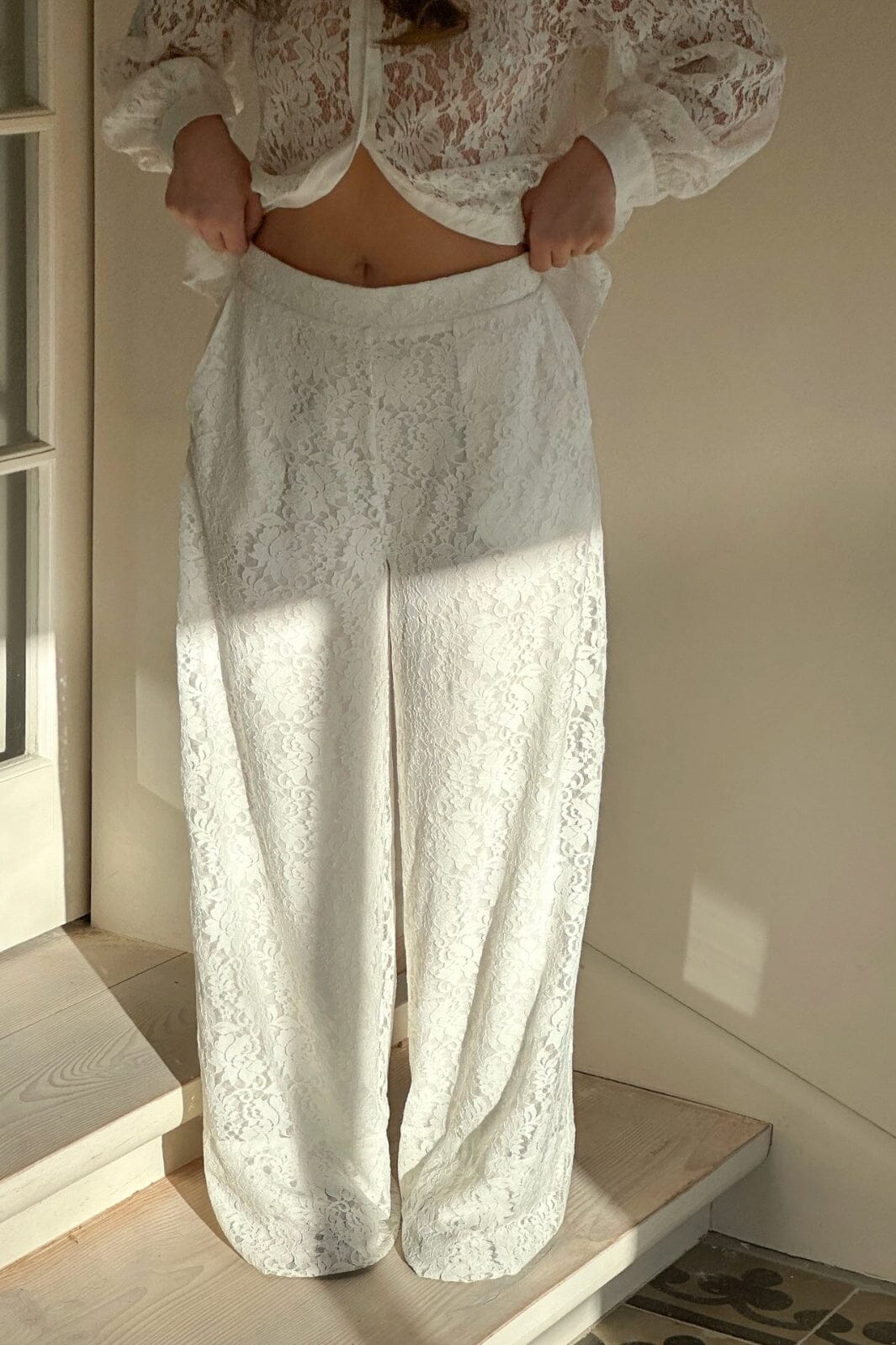 Neo Noir - Madison Lace Pants - White Bukser 