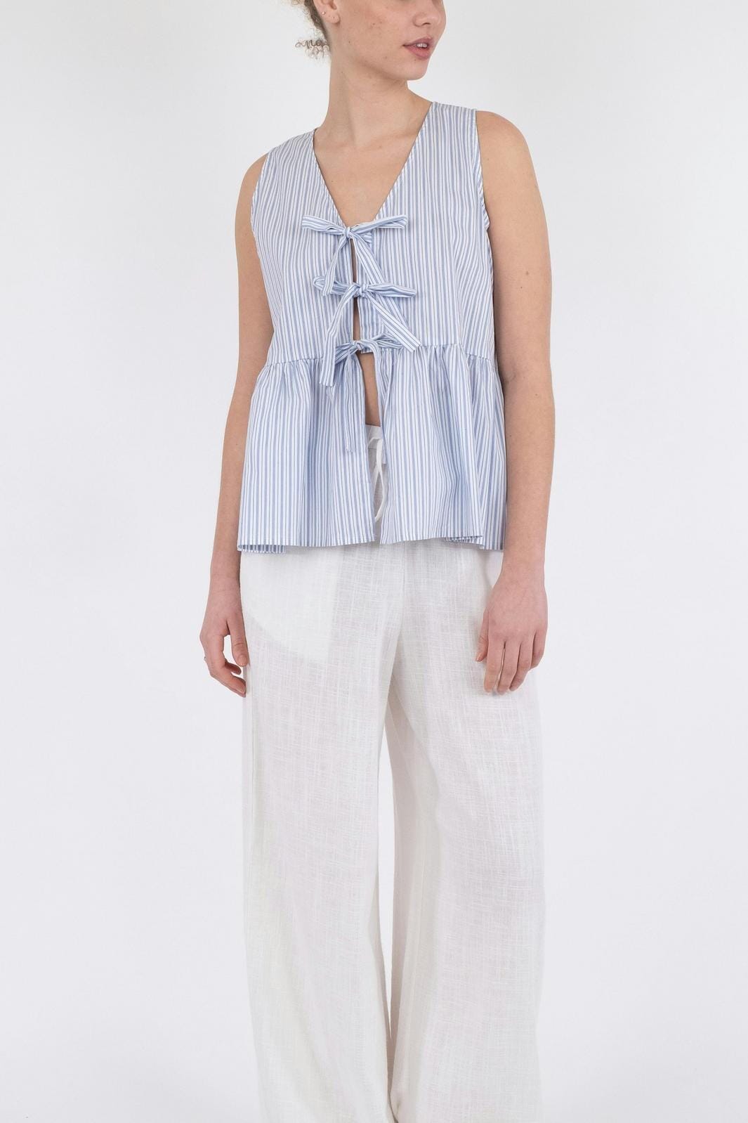 Neo Noir - Manja Stripe Top - Light Blue