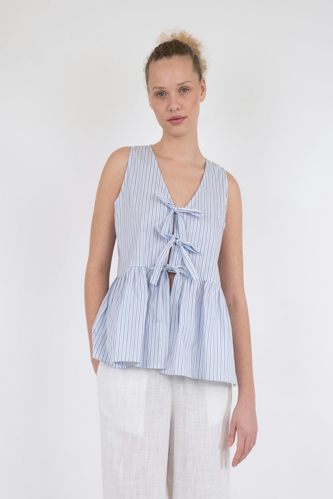 Neo Noir - Manja Stripe Top - Light Blue