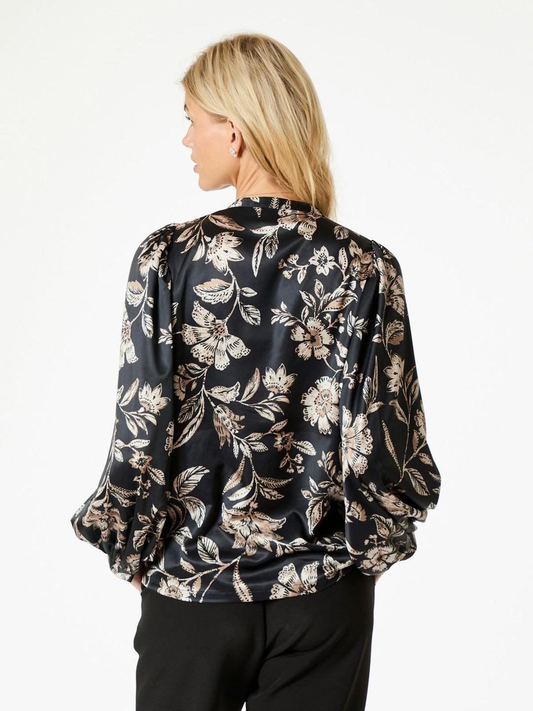 Neo Noir - Nani Canvas Flower Blouse - Dark Navy Skjorter 