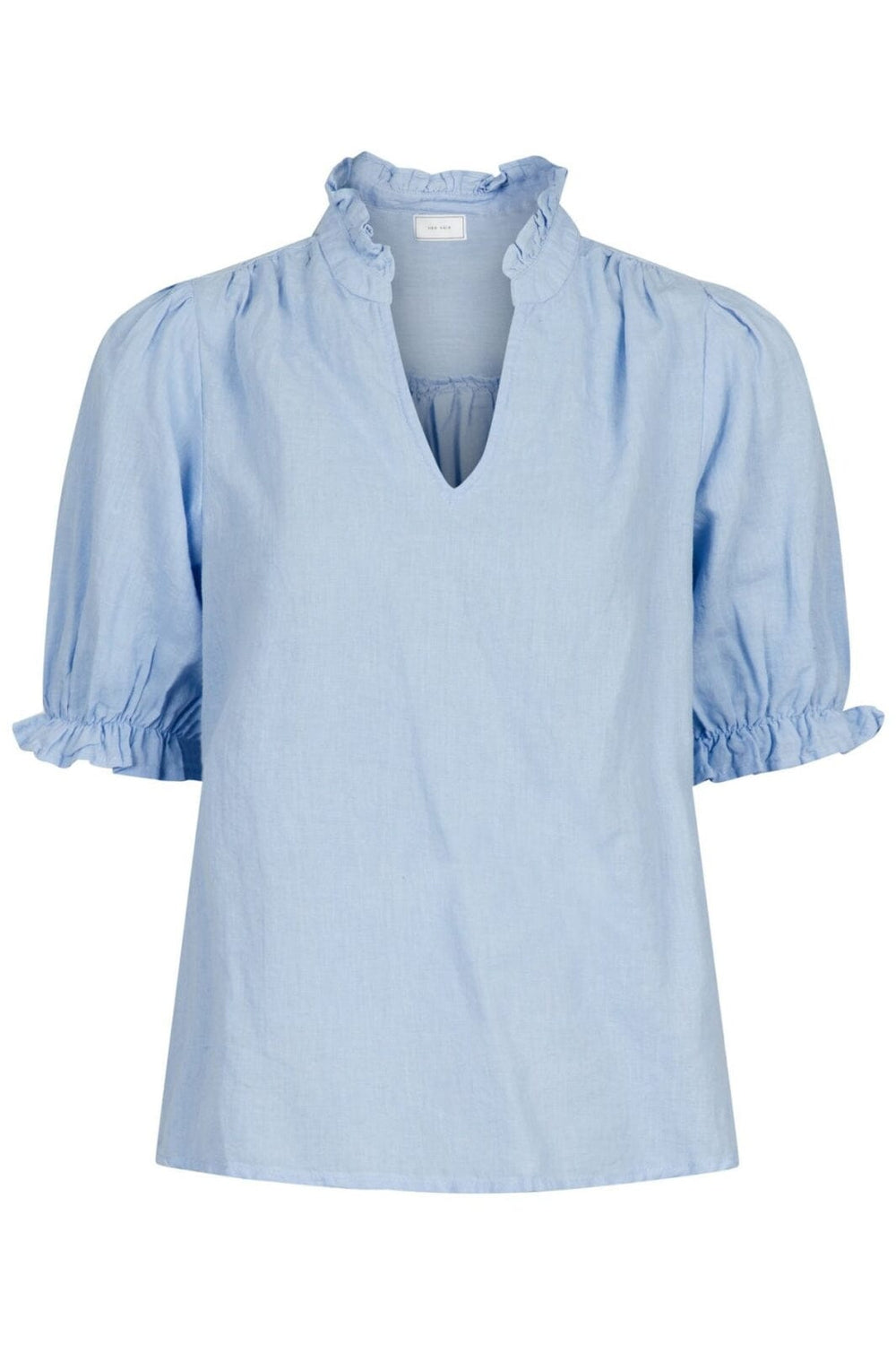 Neo Noir - Odesa Linen Blouse - Light Blue Bluser 