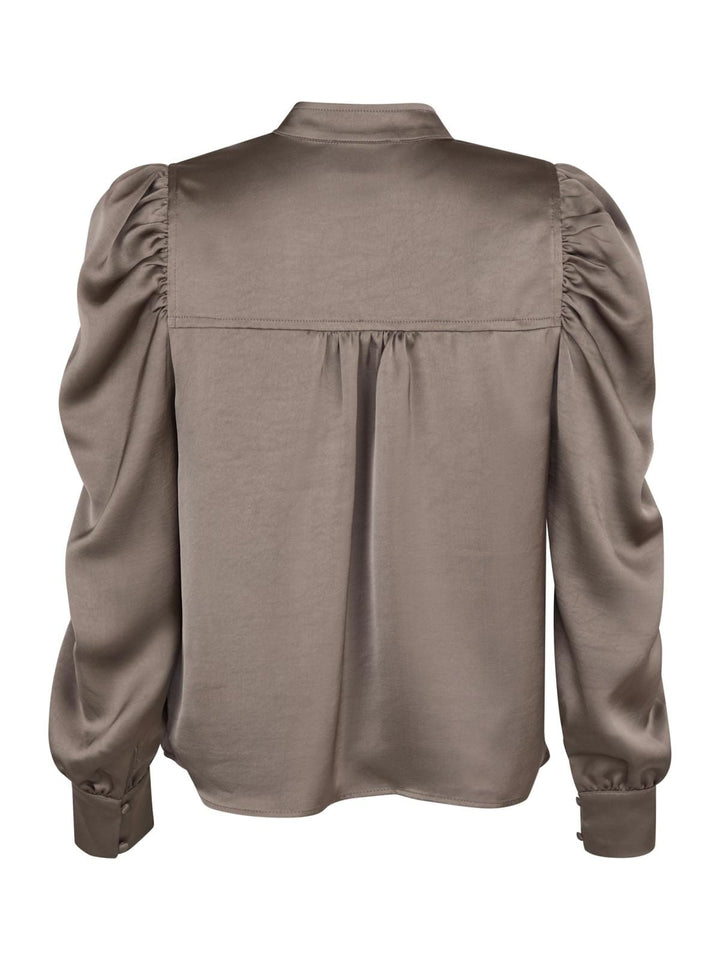 Neo Noir - Rosslyn Heavy Sateen Blouse - Warm Grey Bluser 