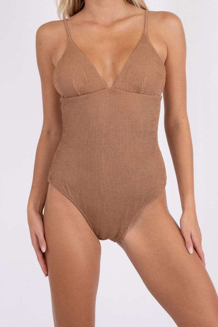 Neo Noir - Skin Sand Crepe Swimsuit - Toffee Badedragter 