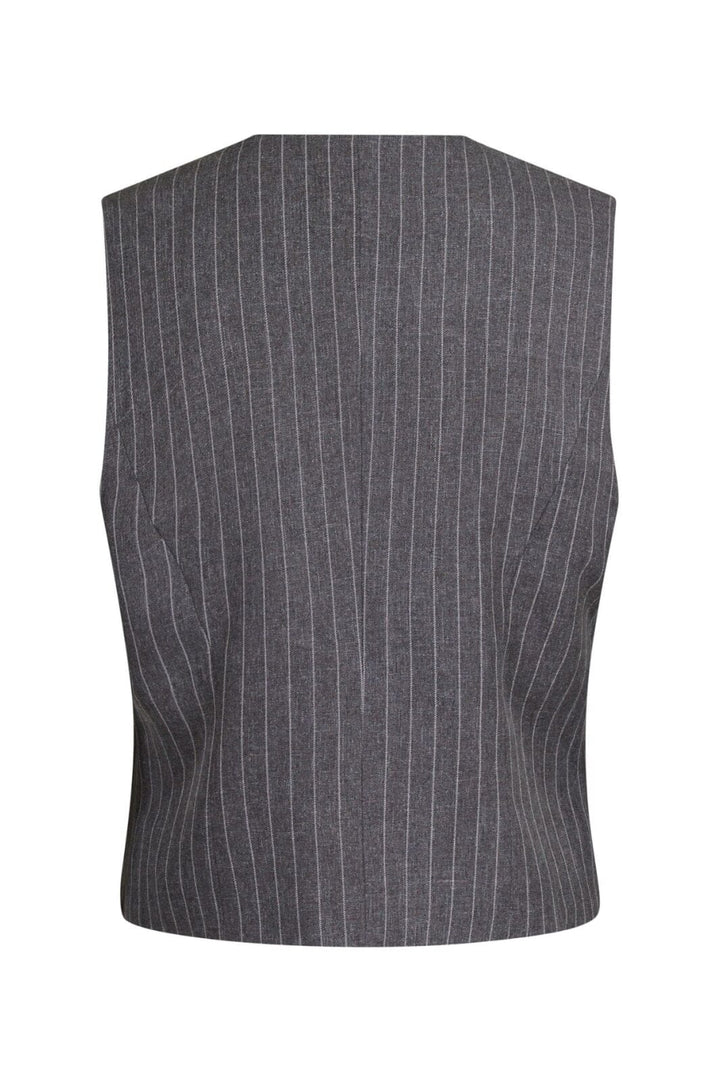 Neo Noir - Vendetta Pinstripe Waistcoat - Grey Melange Veste 