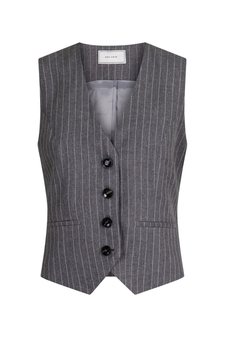 Neo Noir - Vendetta Pinstripe Waistcoat - Grey Melange Veste 