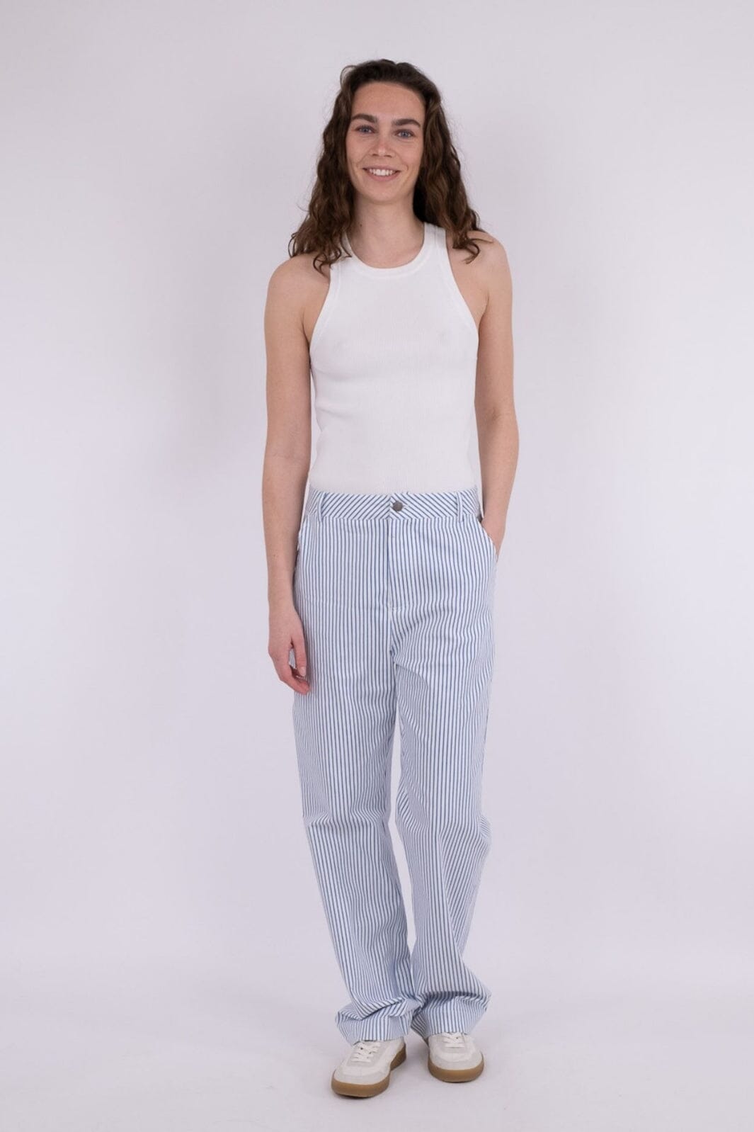 Neo Noir - Zuzan Big Stripe Pants - Light Blue Bukser 