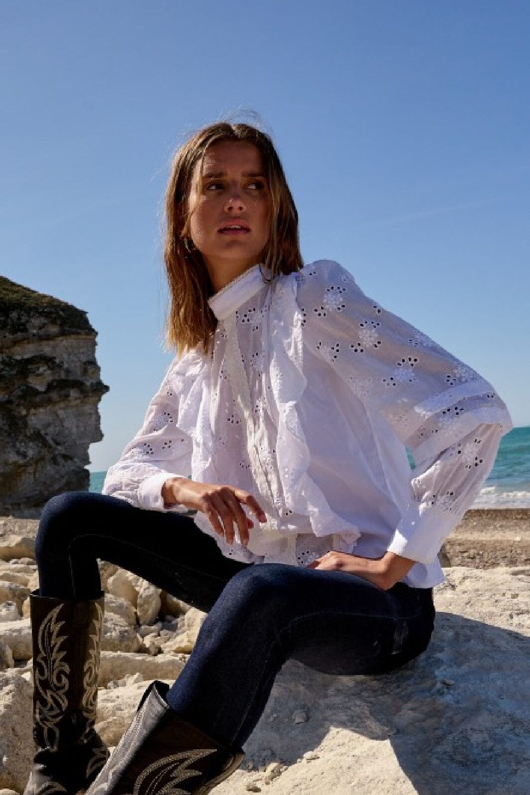 Noella - Rina Blouse - White Bluser 