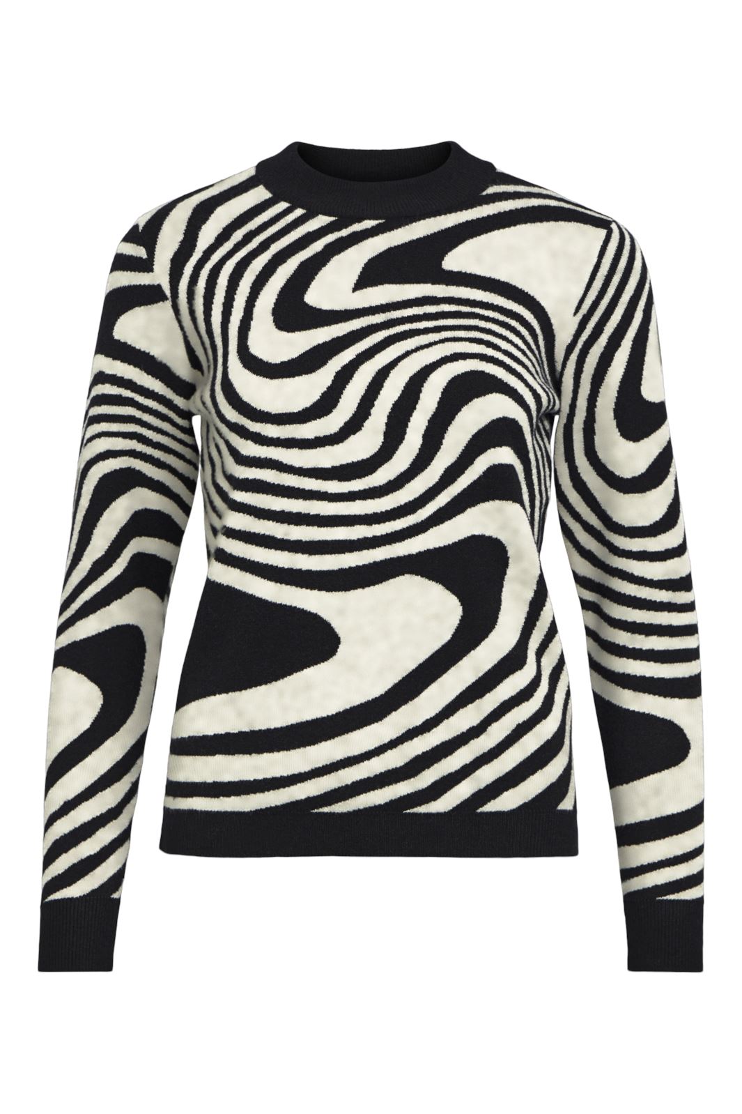 Object - Objray L/S Knit Pullover - 4597728 Black Sandshell Zebra