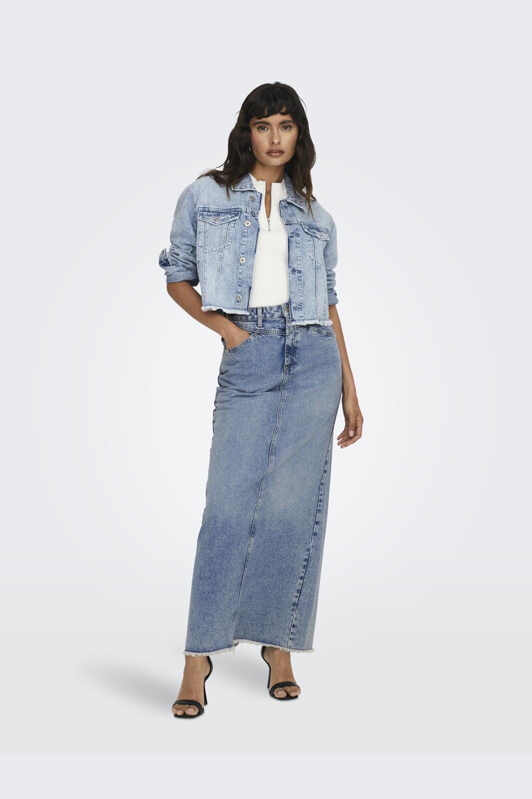 Only - Onlada Cut Long Skirt - 4380064 Medium Blue Denim