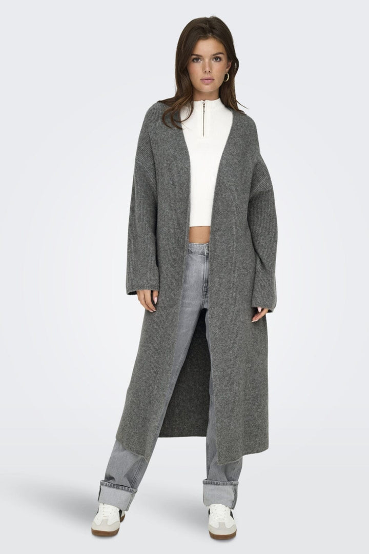 Only - Onlalpha Ls Maxi Cardigan Knt - 4572670 Medium Grey Melange Cardigans 