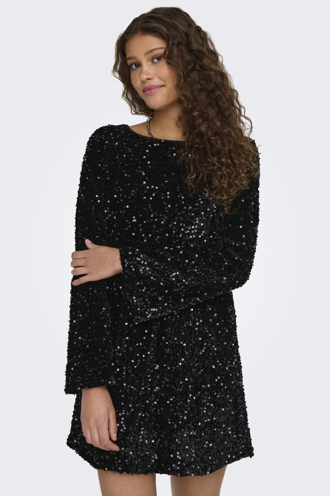 Only - Onlanika Sequins Ls Bow Dress 15339408 - 4656800 - Black Black Bow