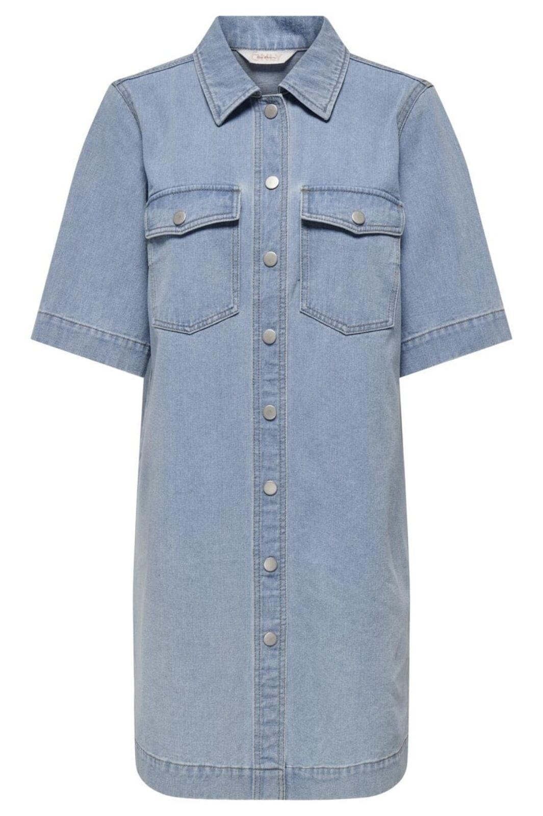 Only - Onlbelle S/S Button Dress Gua - 4680008 Light Blue Denim