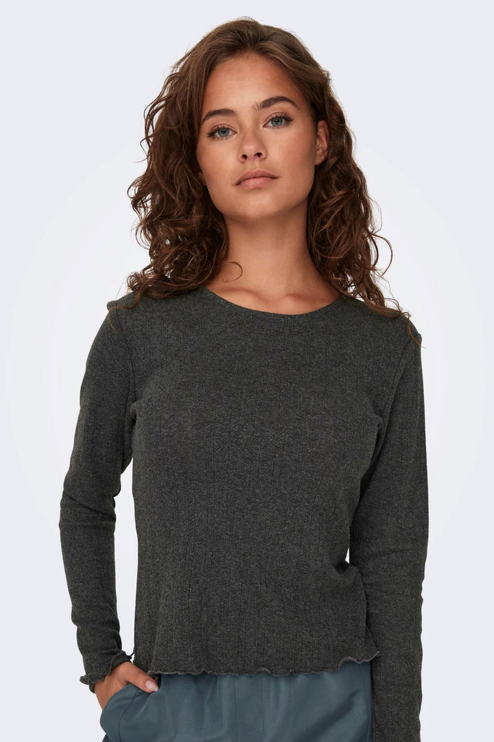 Only - Onlcarlotta L/S Top - 4238308 Dark Grey Melange Bluser 