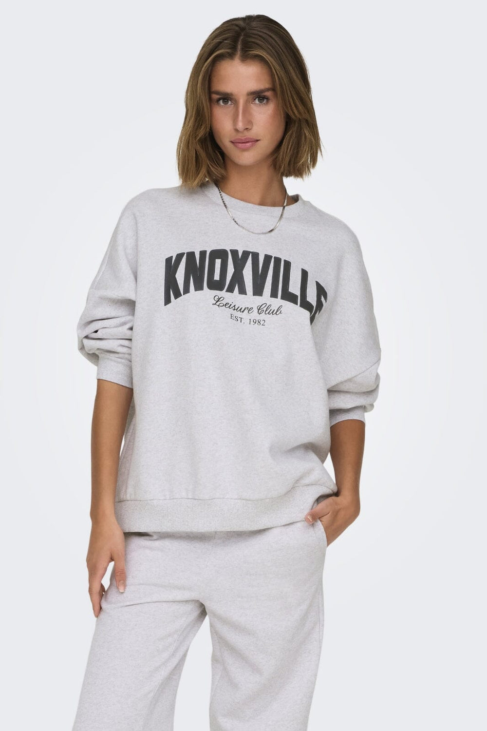 Only - Onldeborah L/S Club O-Neck Swt 15337256 - 4636892 - Light Grey Melange Knoxville