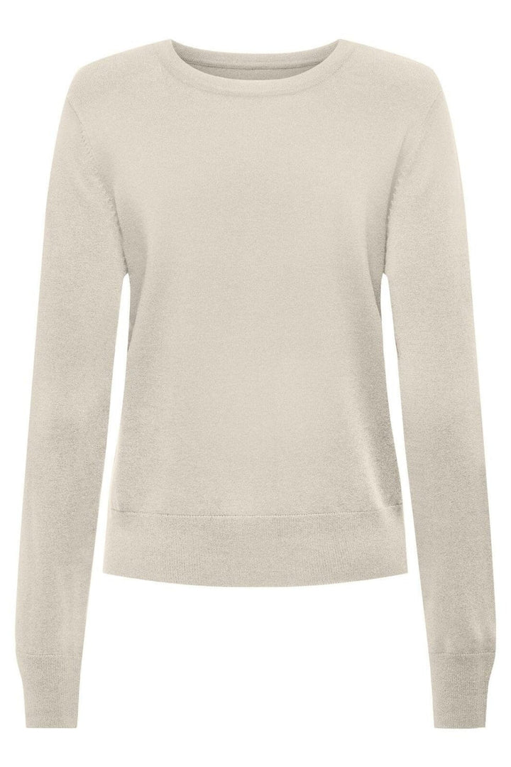 Only - Onljasmin O-Neck Pullover Knt - 4601621 Birch Strikbluser 