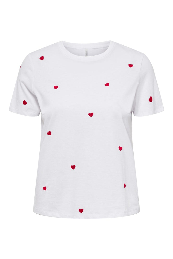 Only - Onlketty Life S/S O-Neck Top - 4170173 Bright White Heart