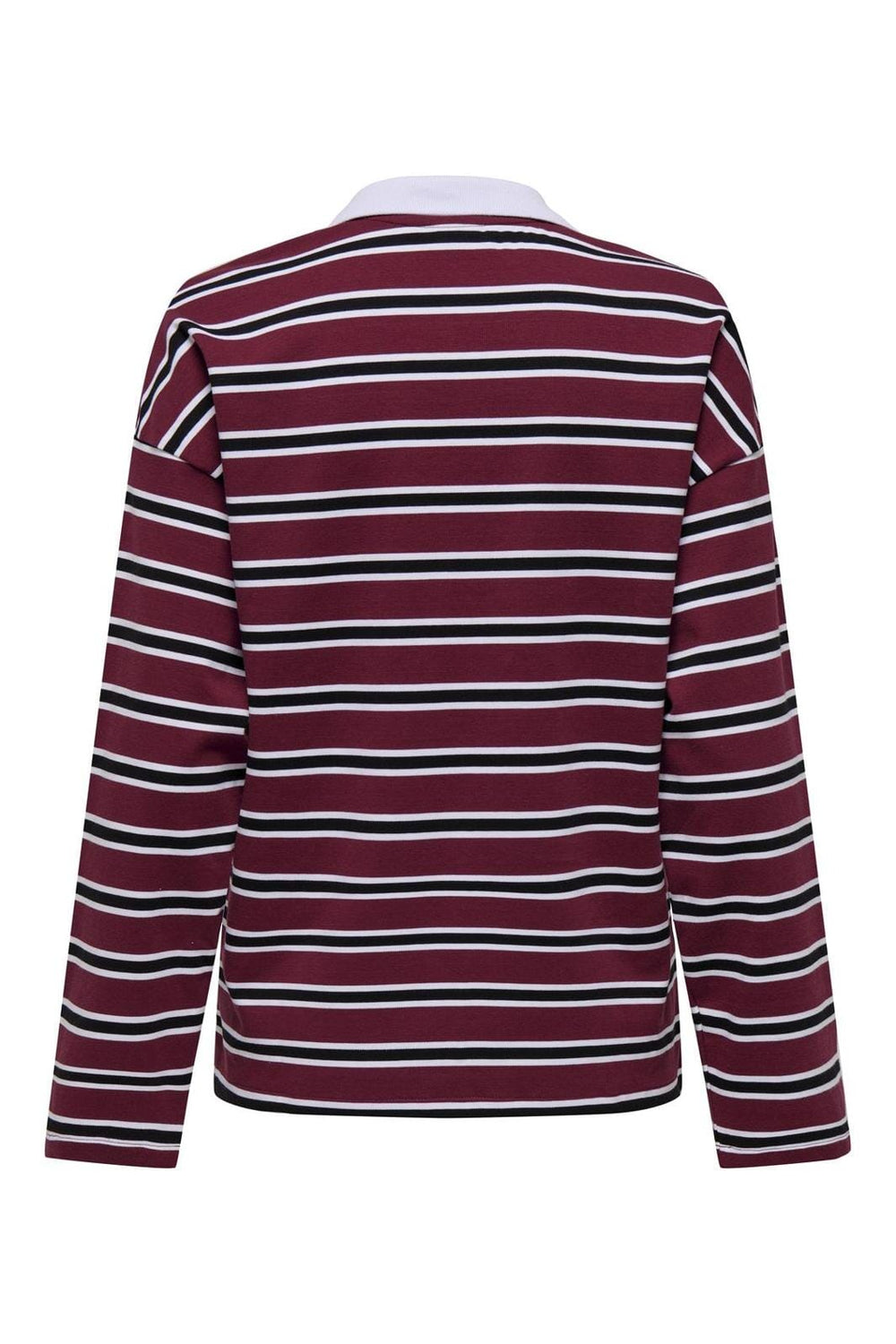 Only - Onllara L/S Stripe Polo Ub Swt - 4767189 Cabernet Vera (Black+White)