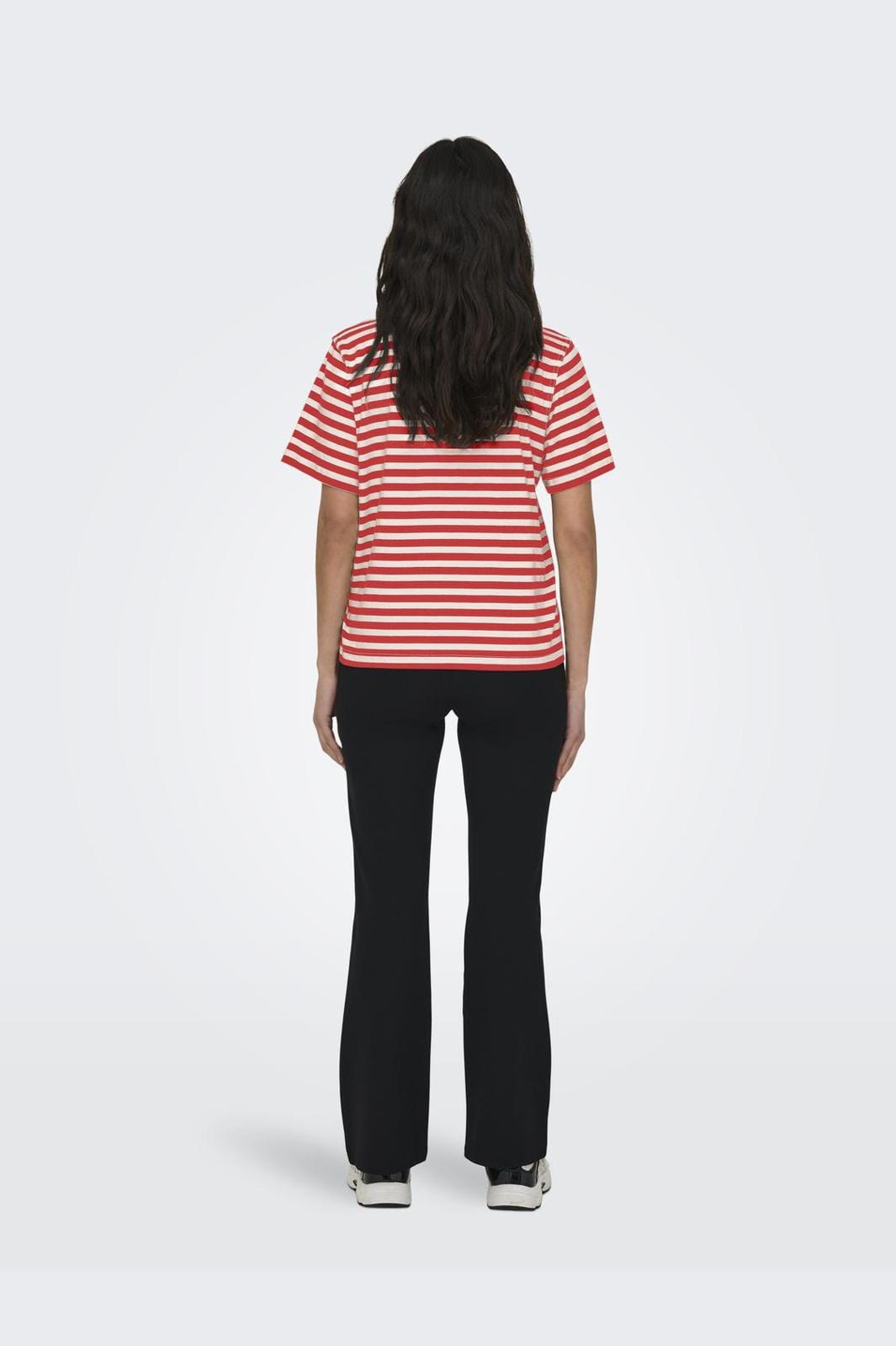 Only - Onllivina S/S Stripe Tee - 4718666 Cloud Dancer Salsa Stripes