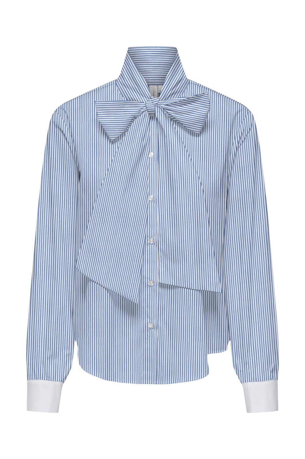 Only - Onlmerle Tie Detail Ls Shirt - 4693816 Azurine Cloud Dancer