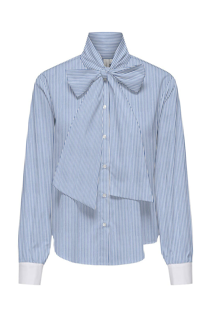 Only - Onlmerle Tie Detail Ls Shirt - 4693816 Azurine Cloud Dancer