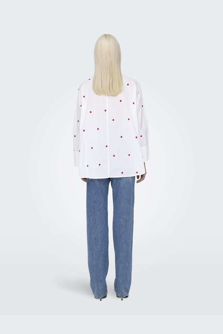 Only - Onlnew Lina Grace Ls Emb Shirt - 4129973 Bright White Heart