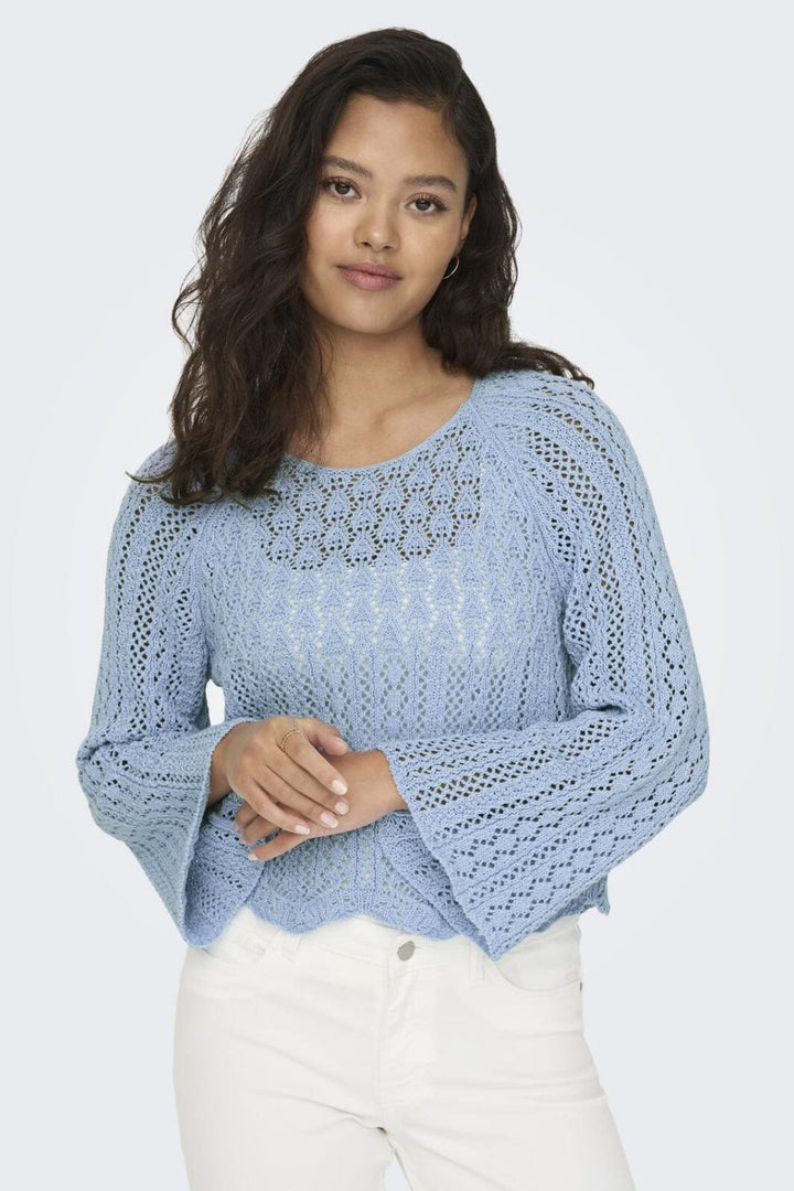 Only - Onlnola Life 3/4 Pullover Knt - 4067099 Light Blue